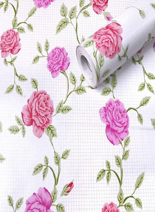 ANNACREATIONS ANNA CREATIONS Self Adhesive Wallpaper Waterproof Vinyl Stickers PVC Wall Papers (18''inches x 120'' inches) (White Pink Flower) - Image 1